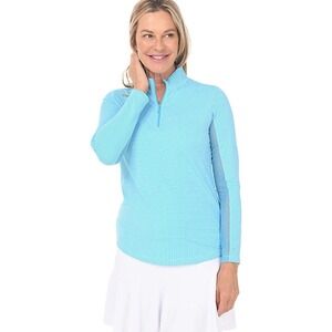 IBkul Women's Mini Check 1/4 Zip Golf Long Sleeve Performance Pullover Sz XL